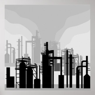 Póster Poster del entorno de refinería de petróleo