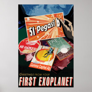 Póster Poster del espacio retro-Exoplanet Discovery 51 Pe
