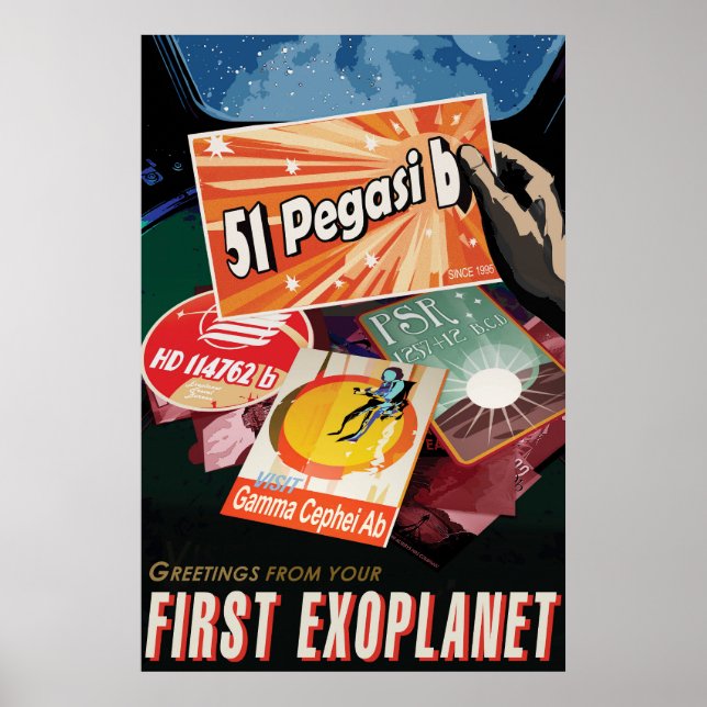 Póster Poster del espacio retro-Exoplanet Discovery 51 Pe (Frente)