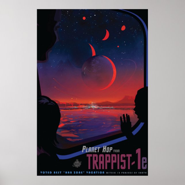 Póster Poster del espacio retro - Los espectadores observ (Frente)