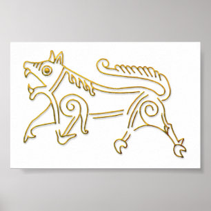 Póster Poster del esquema de oro de Vang Runestone