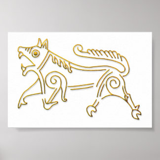 Póster Poster del esquema de oro de Vang Runestone
