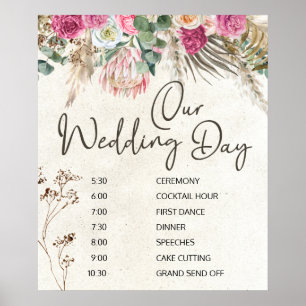 Póster Poster del esquema del Boda floral neutro de Paste