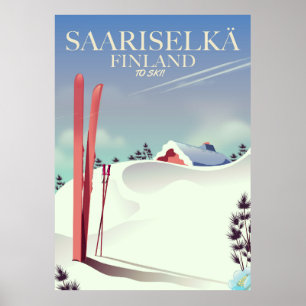 Póster Poster del esquí de Saariselkä Finlandia