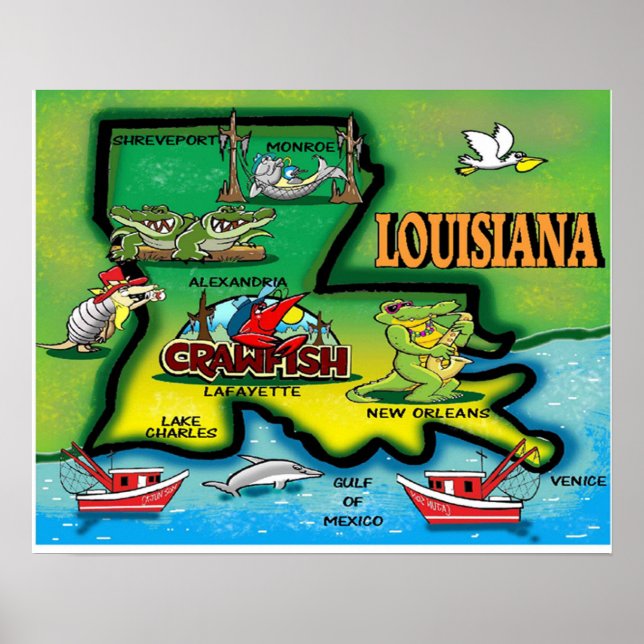 Póster Poster del Estado de Louisiana (Frente)
