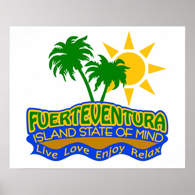 Póster Poster del estado mental de Fuerteventura (Frente)