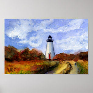 Póster Poster del faro de Cape Pogue - Viñedo de Martha