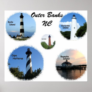 Póster Poster del faro de los bancos exteriores