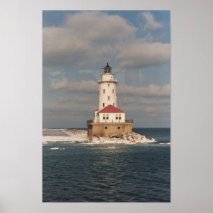 Póster Poster del faro del lago Michigan