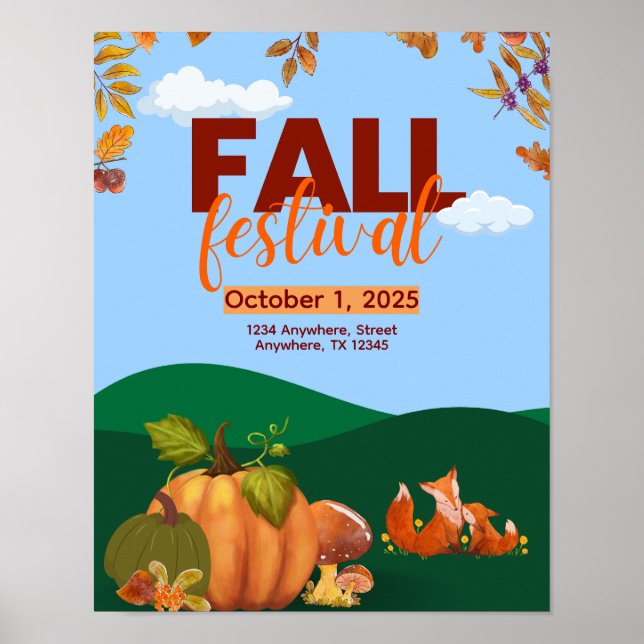 Póster Poster del Festival de Otoño, otoño, vacaciones (Frente)