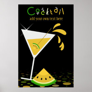 Póster Poster del Fiesta de cócteles de la sandía amarill