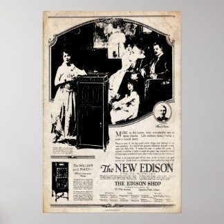 Póster Poster del Fonógrafo Edison de la época Vintage 19