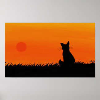 Póster Poster del gato del atardecer