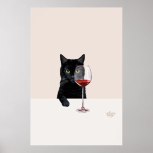 Póster Poster del gato del vino