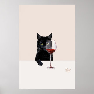 Póster Poster del gato del vino