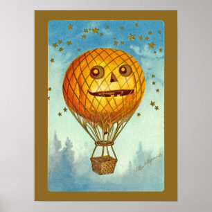 Póster Poster del globo del aire caliente de Halloween