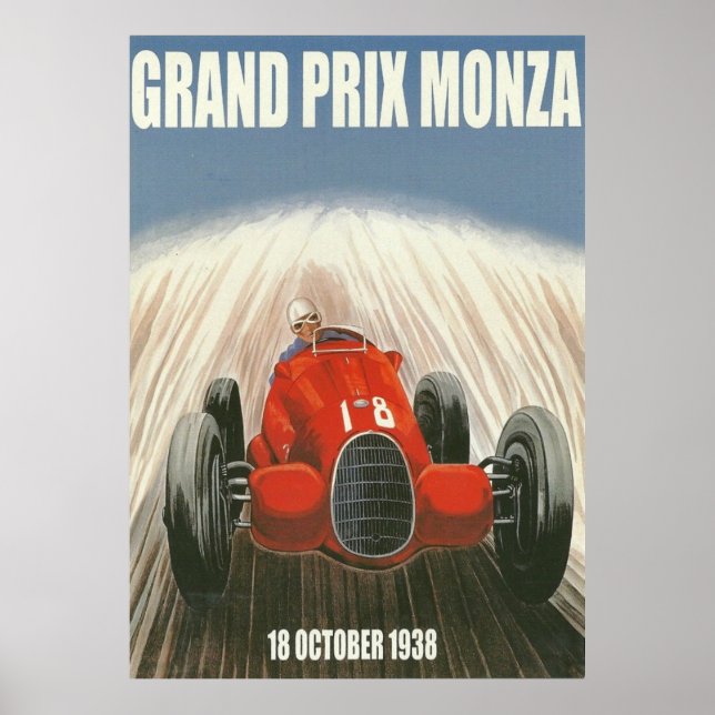 Póster poster del Gran Premio de Italia de 1938 (Frente)