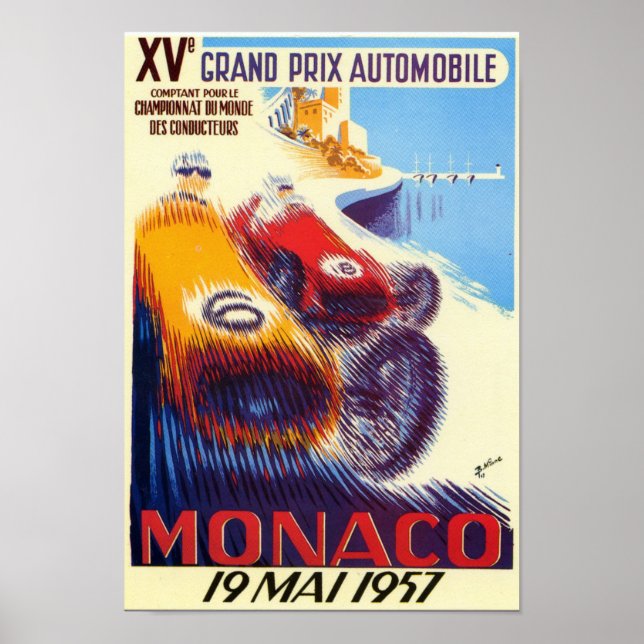 Póster poster del Gran Premio de Mónaco de 1957 (Frente)