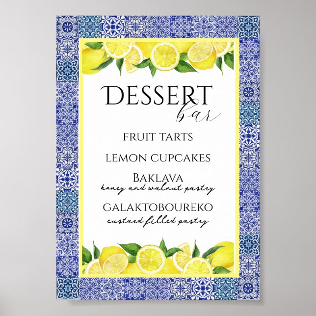 Póster Poster del Grecian Blue and Lemon Dessert Bar (Frente)