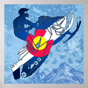 Póster Poster del grunge del snowmobile de la bandera de