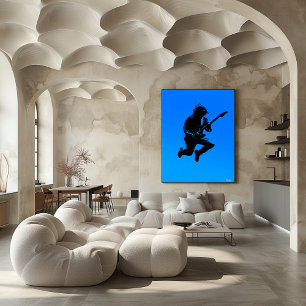 Póster Poster del Guitarismo de Rock - Silhouette negra e