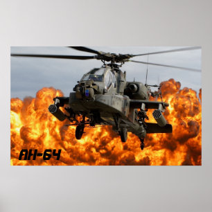 PÓSTER POSTER DEL HELICÓPTERO DE AH-64 APACHE