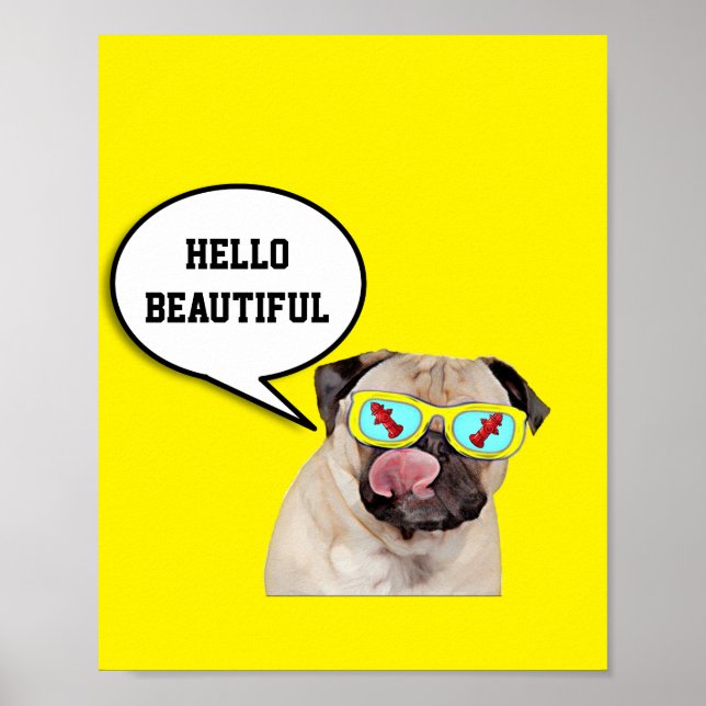 Póster Poster del hidrante de fuego amante de Pug (Frente)