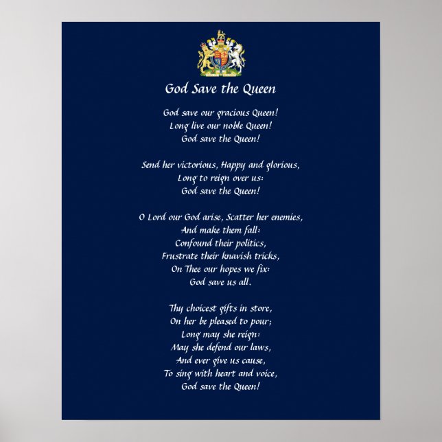 Póster Poster del Himno de Gran Bretaña (Dios salve a la  (Frente)