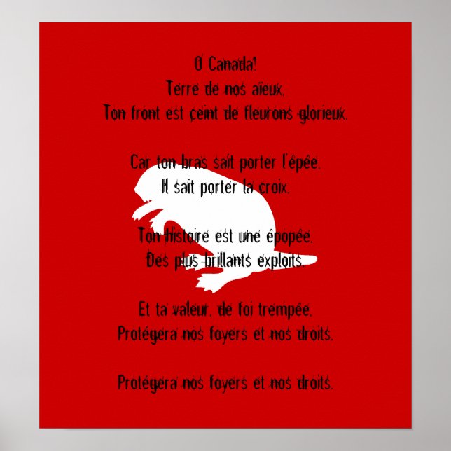 Póster Poster del Himno Francés Blanco castor Día de Cana (Frente)