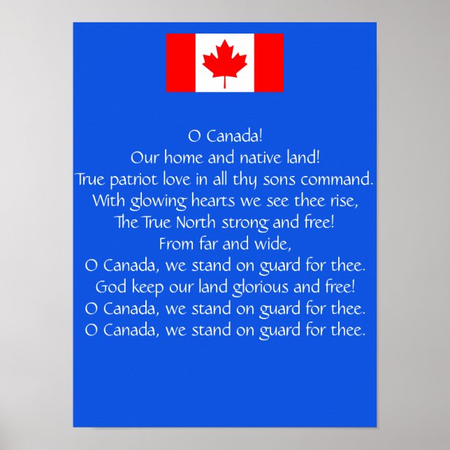 Póster Poster del Himno Nacional de Canadá (Frente)