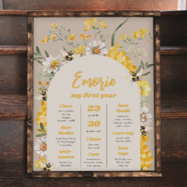 Póster Poster del hito de cumpleaños de Wildflower Bee