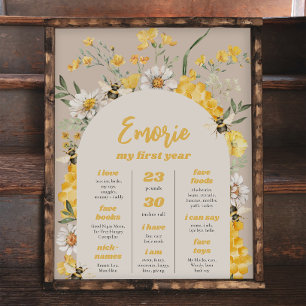 Póster Poster del hito de cumpleaños de Wildflower Bee