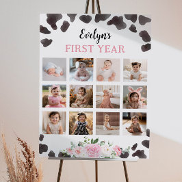 Póster Poster del hito fotográfico floral de cumpleaños