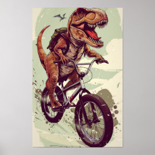 Póster Poster del Ilustracion de Bicicletas Dinosaur Ridi