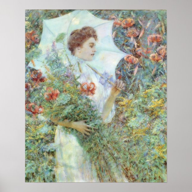 Póster Poster del Impresionismo del Parasol Blanco (Frente)
