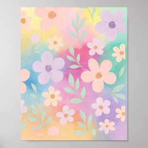 Póster Poster del Jardín de Flores Pastel caprichoso