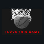 Póster Poster del juego de amor Black White Red Basketbal<br><div class="desc">Me Encanta Este Juego. Popular Deportes - Imagen de la pelota de baloncesto.</div>