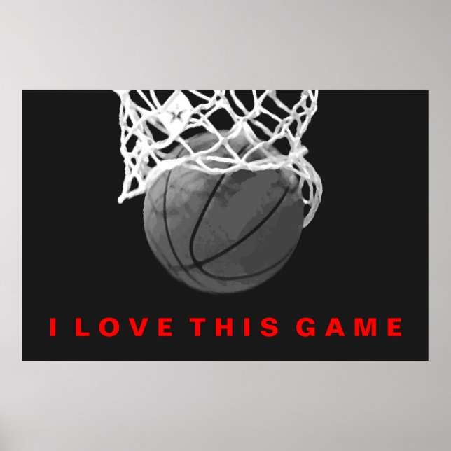 Póster Poster del juego de amor Black White Red Basketbal (Frente)