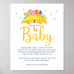 Póster Poster del juego de Baby Shower de primavera - "No