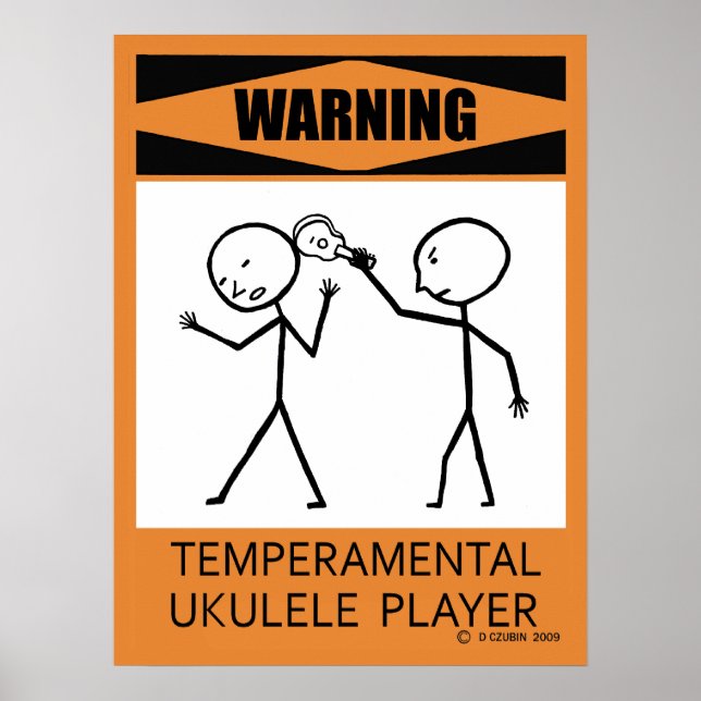 Póster Poster del jugador de Ukulele temperatura de adver (Frente)