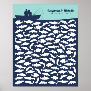 Póster Poster del libro de invitados de pesca - 100 firma