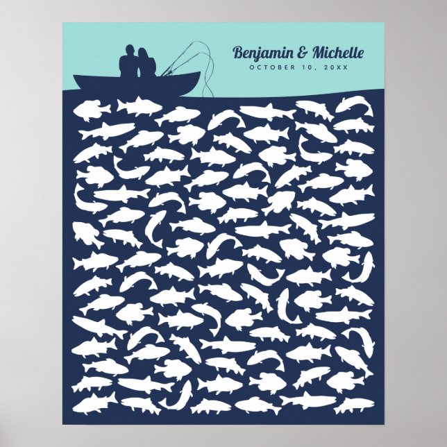 Póster Poster del libro de invitados de pesca - 100 firma (Frente)