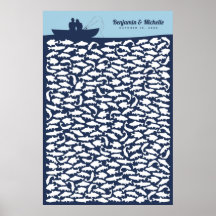 Poster del libro de invitados de pesca - 250 firma
