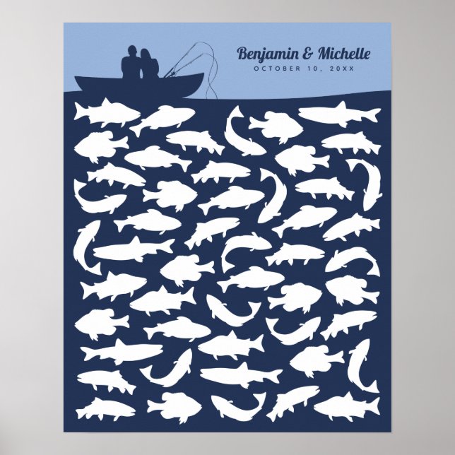 Póster Poster del libro de invitados de pesca - 50 firmas (Frente)