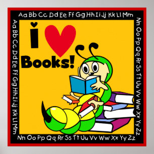 Póster Poster del libro Worm I Love Books