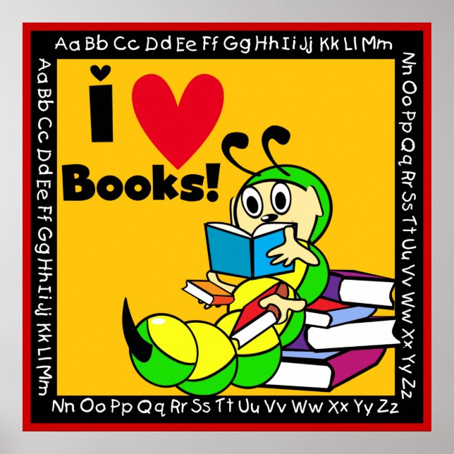 Póster Poster del libro Worm I Love Books (Frente)