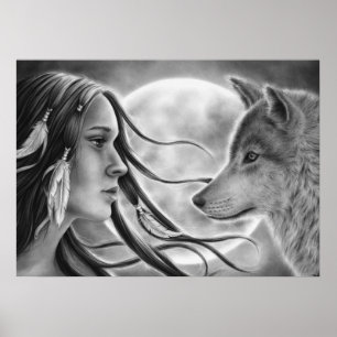 Póster Poster del lobo de cruzando espíritus