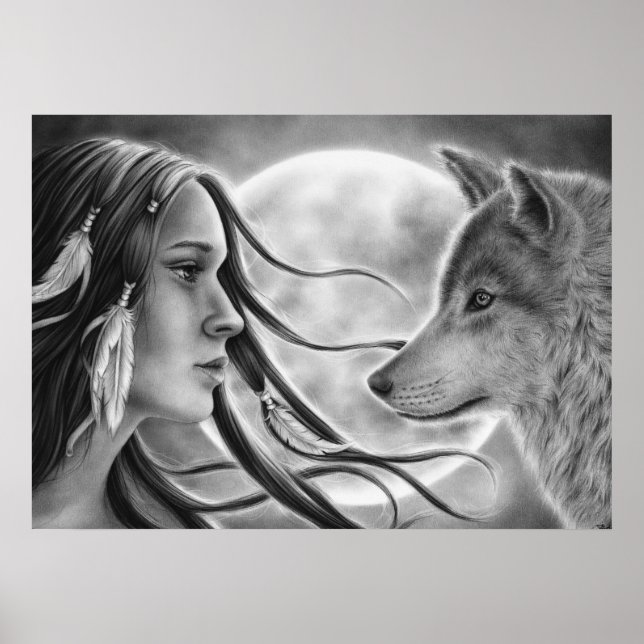 Póster Poster del lobo de cruzando espíritus (Frente)