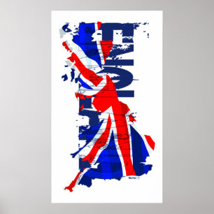 Póster Poster del mapa 02 de la bandera de Inglaterra