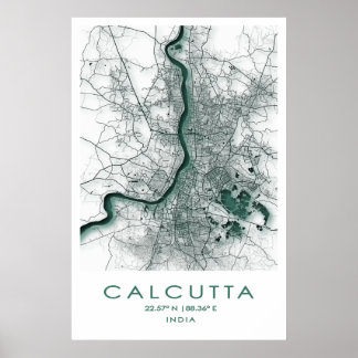 Póster Poster del mapa Calcuta/Kolkata| Bengala Occidenta